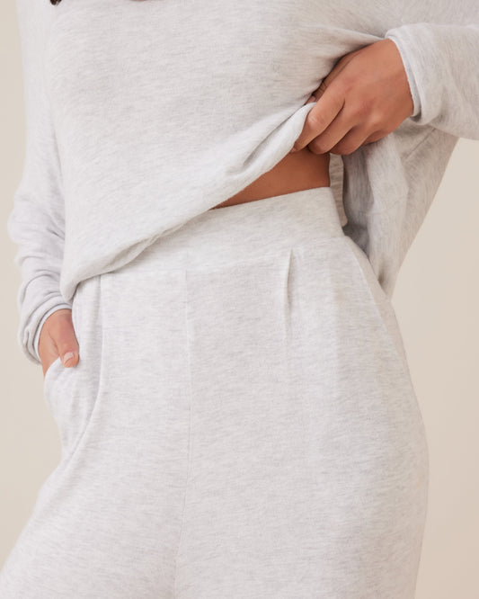 Pleated Fuzzy Wide Leg Pant