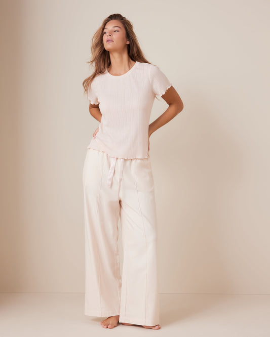 Pin Tuck Twill Wide Leg PJ Pant